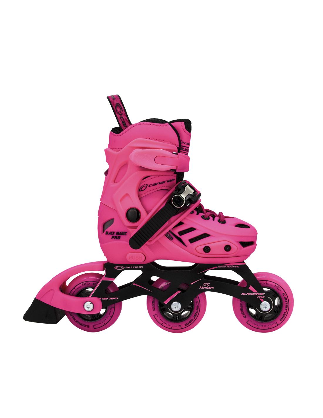 Patin Roller en linea  Canariam ajustable Black Magic Pro Plus 80MM fucsia