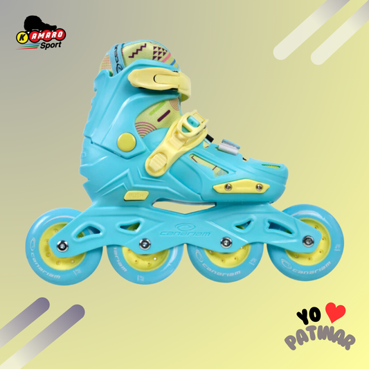 Patin Roller en linea  Canariam ajustable GUMMY  Celeste