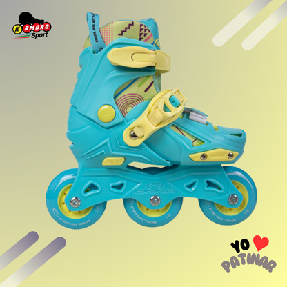 Patin Roller en linea  Canariam ajustable GUMMY  Celeste