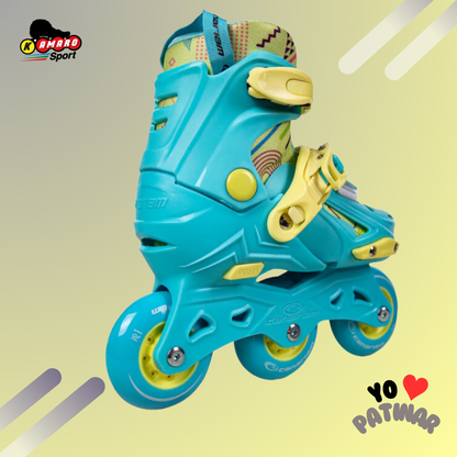 Patin Roller en linea  Canariam ajustable GUMMY  Celeste