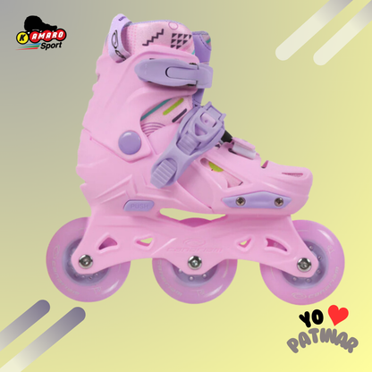 Patin Roller en linea  Canariam ajustable GUMMY  Rosada