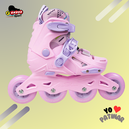 Patin Roller en linea  Canariam ajustable GUMMY  Rosada